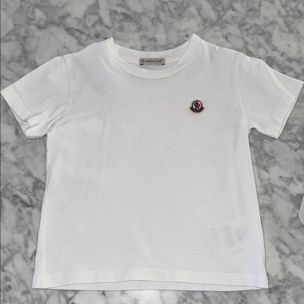 Moncler White Short Sleeve Tee with Logo 5Y